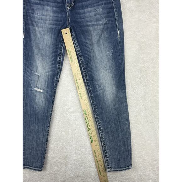 Vigoss Embroidered Blue Jeans Heritage Fit Size 4 Skinny Dark Wash - Picture 6 of 9
